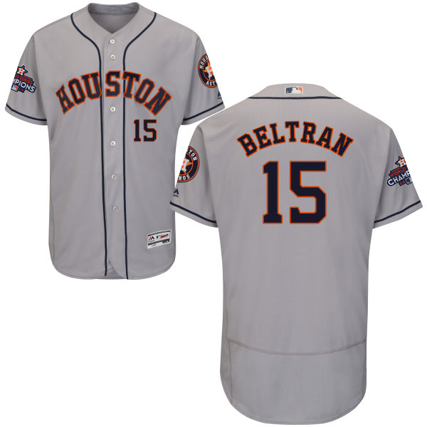 Astros #15 Carlos Beltran Grey Flexbase Authentic Collection World Series Champions Stitched MLB Jersey